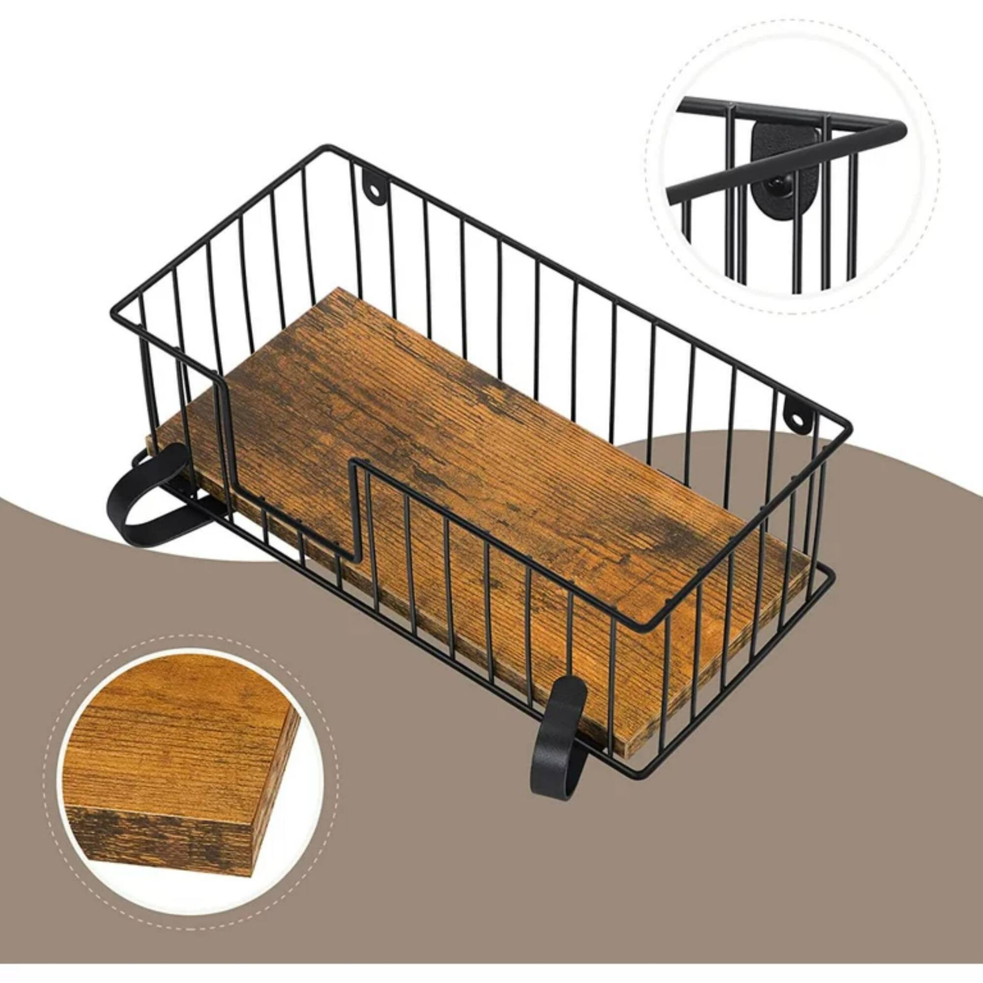 NEX™ Black Wall-Mounted Y-Leg Ironing Board Hanger with Storage Basket